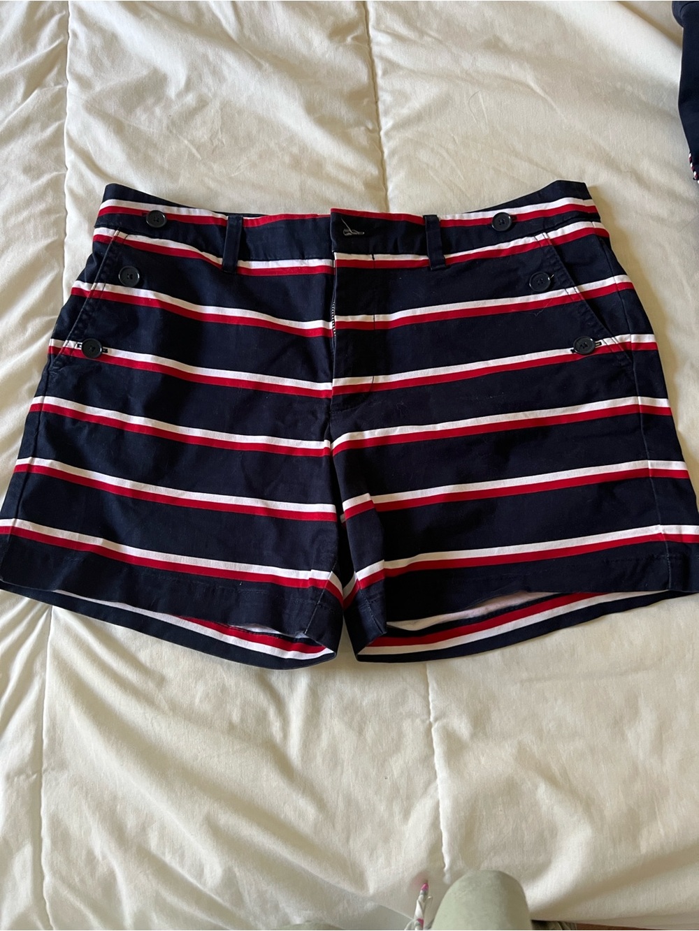 Tommy Hilfiger Navy Striped Women’s Bermuda Shorts with Red & White